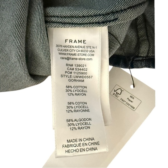 FRAME Nina Puff Sleeve Denim Minidress In Gorham Size L  Puff Sleeve Size L $428 - Picture 9 of 9